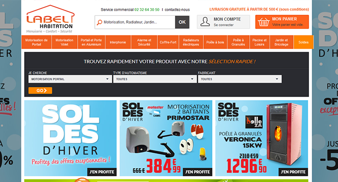 Site Ecommerce de produit de sécurité et confort